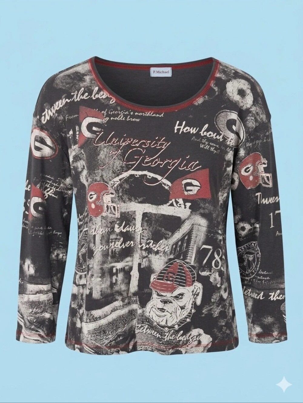 🐾 Vintage P.Michael University of Georgia Rhinestone Graphic Top